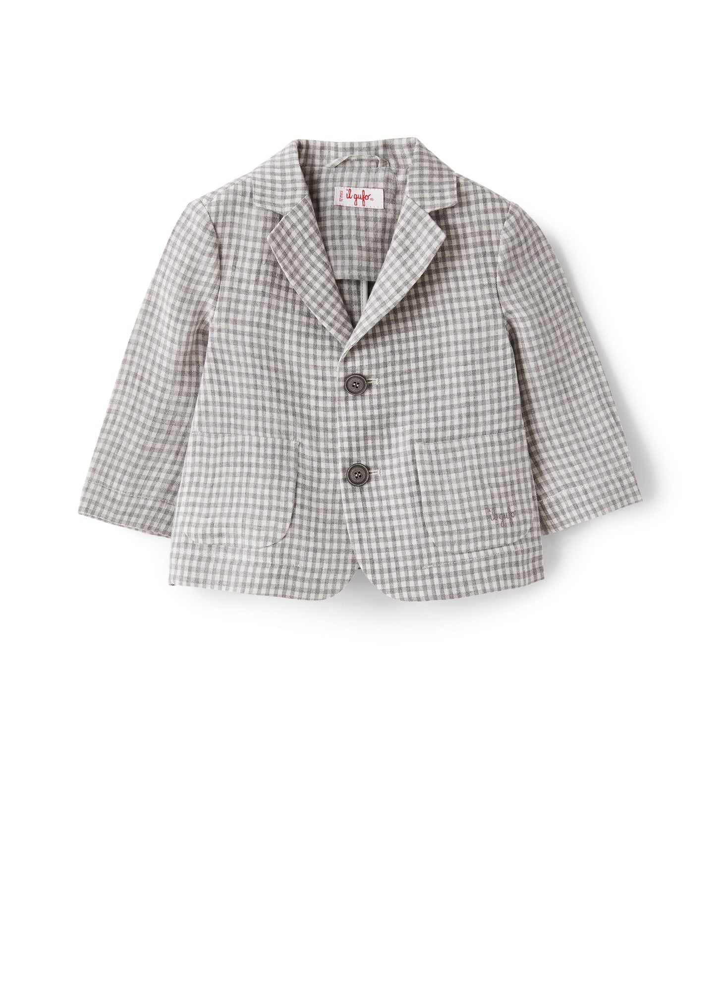 Blazer in Chequered Linen | Stone Grey Check