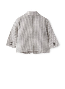 Blazer in Chequered Linen | Stone Grey Check
