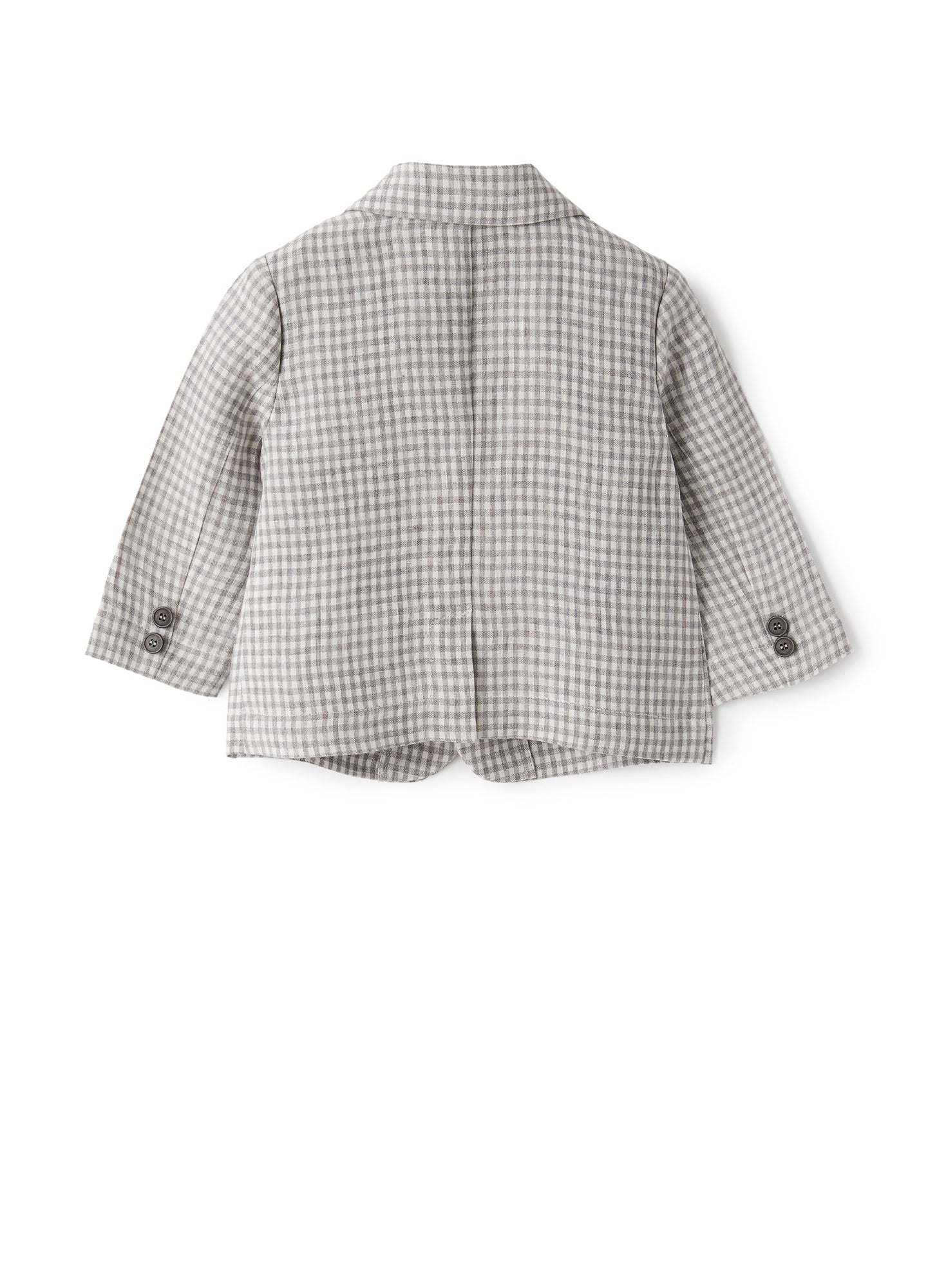 Blazer in Chequered Linen | Stone Grey Check