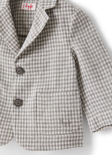 Blazer in Chequered Linen | Stone Grey Check