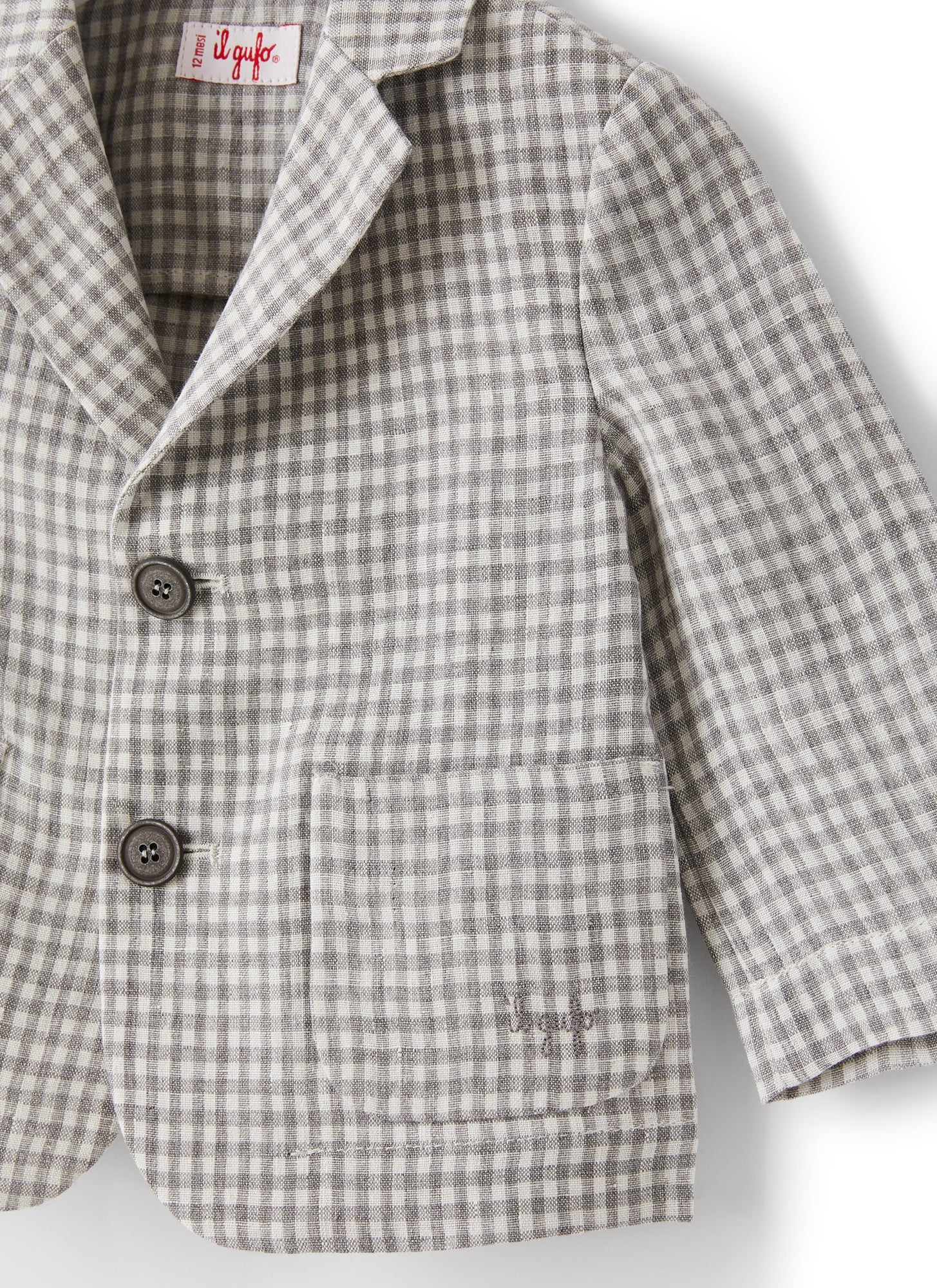 Blazer in Chequered Linen | Stone Grey Check