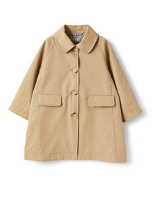 Trench Coat in Gabardine with Floral Trim | Bran Beige