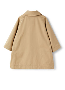 Trench Coat in Gabardine with Floral Trim | Bran Beige