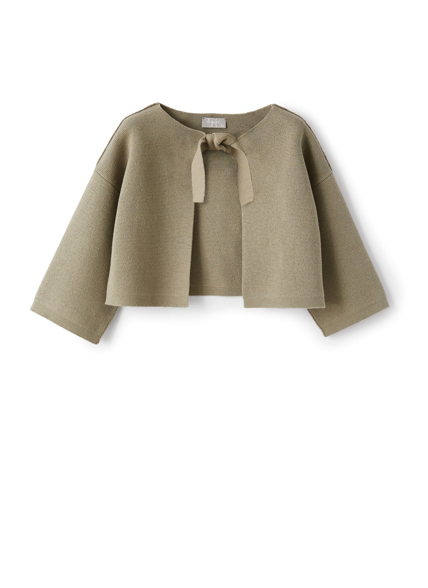 Cardigan in Organic Cotton with Bow | Green Oregano