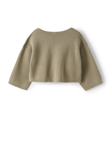 Cardigan in Organic Cotton with Bow | Green Oregano