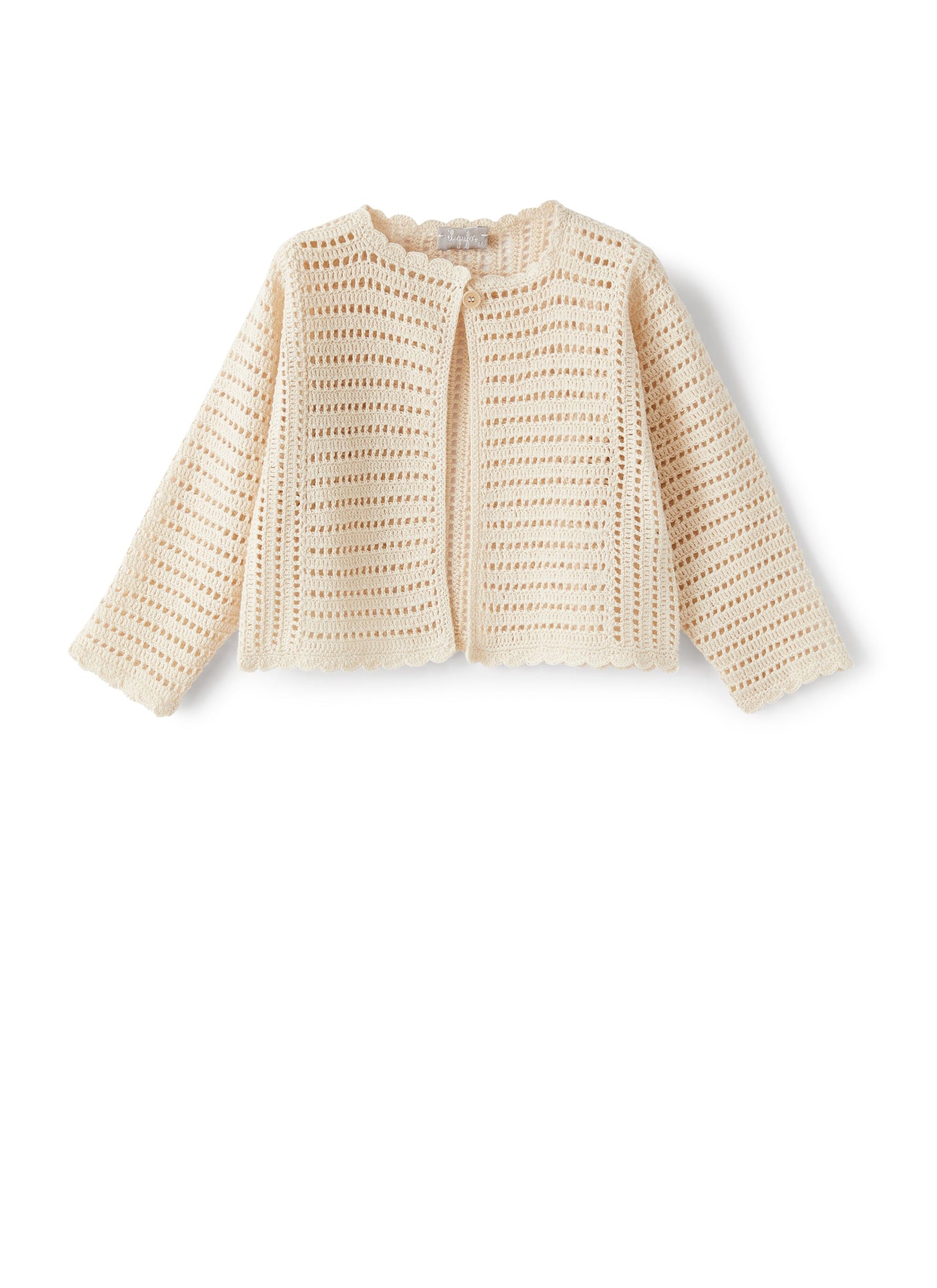 Crocheted Cardigan in Organic Cotton | Vanilla