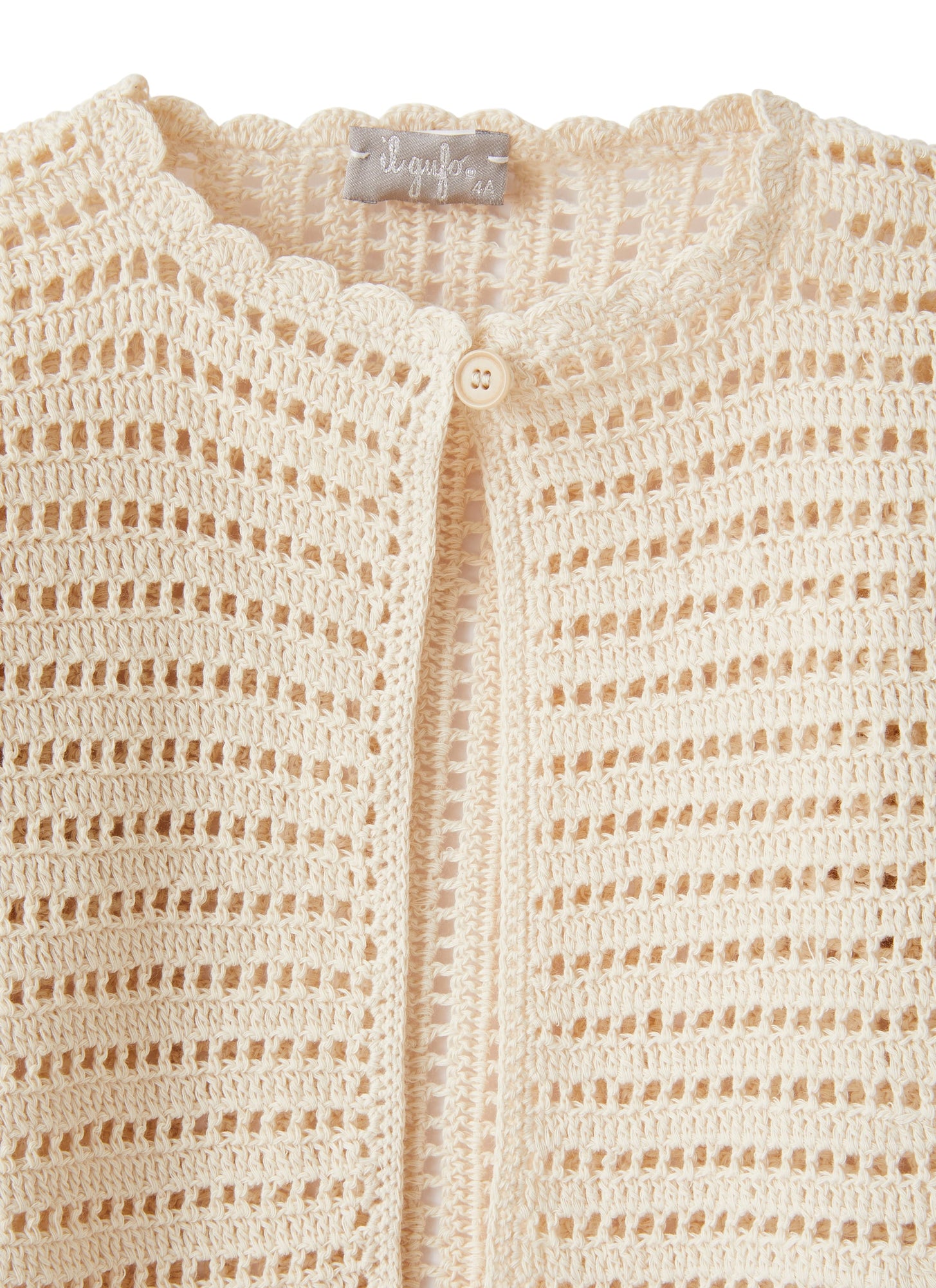 Crocheted Cardigan in Organic Cotton | Vanilla