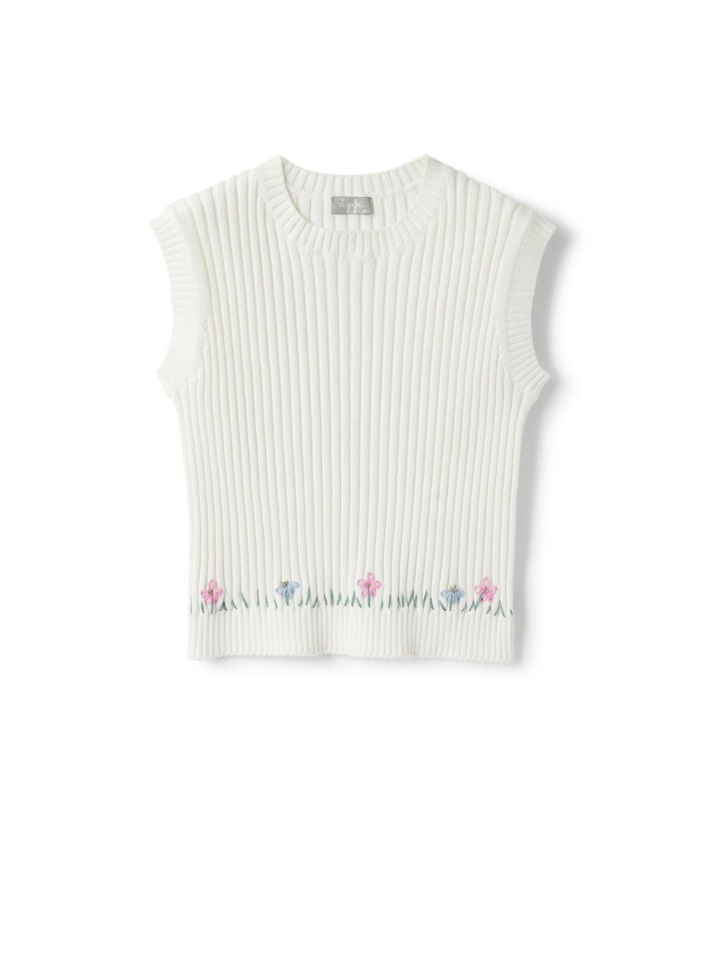 Waistcoat in Embroidered Organic Cotton | White/Rosehip Pink