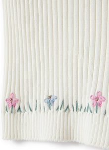 Waistcoat in Embroidered Organic Cotton | White/Rosehip Pink
