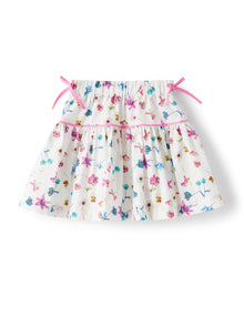 Cotton Skirt in An Exclusive Floral Print Design | White/Rosehip Pink
