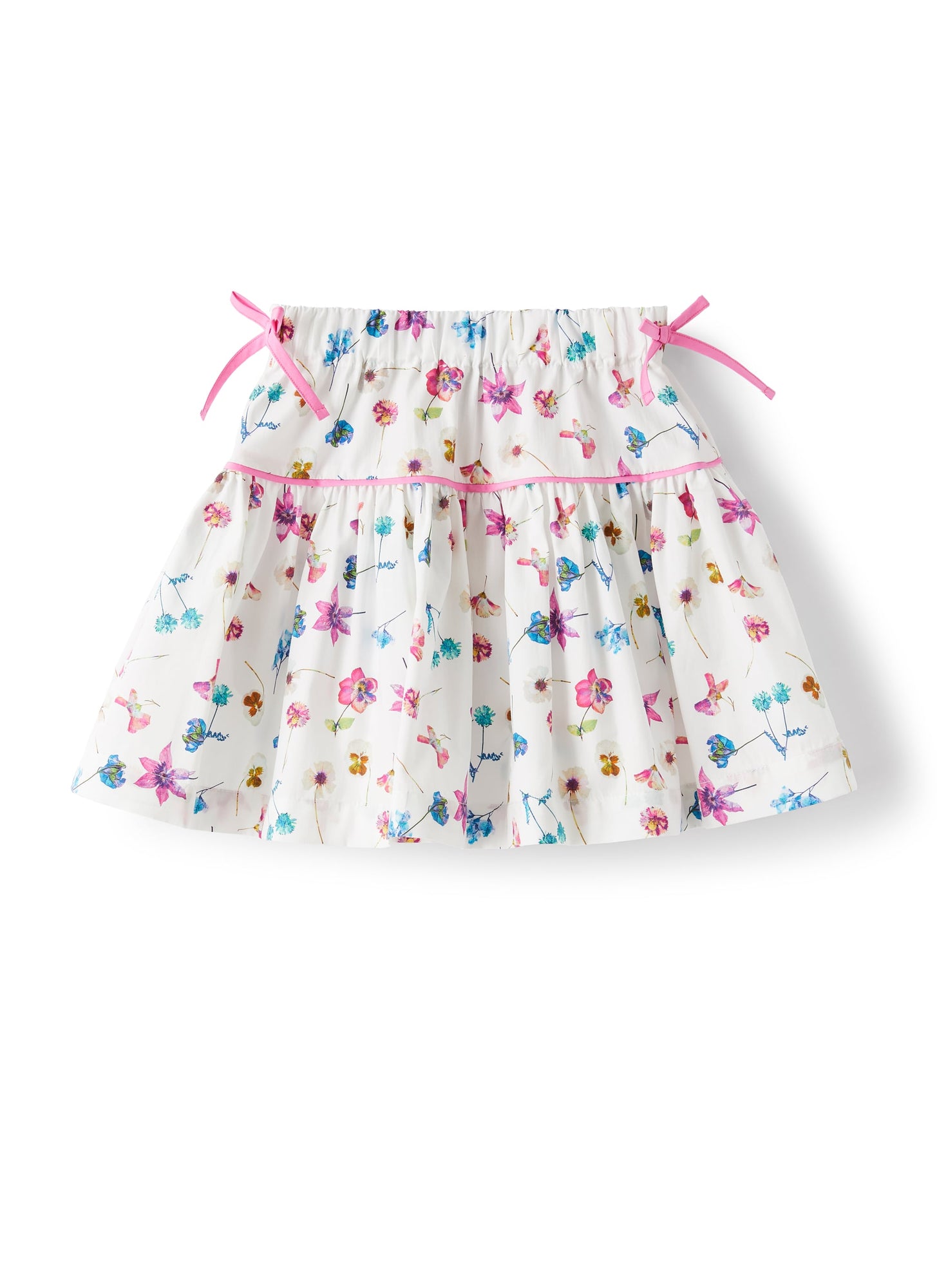 Cotton Skirt in An Exclusive Floral Print Design | White/Rosehip Pink