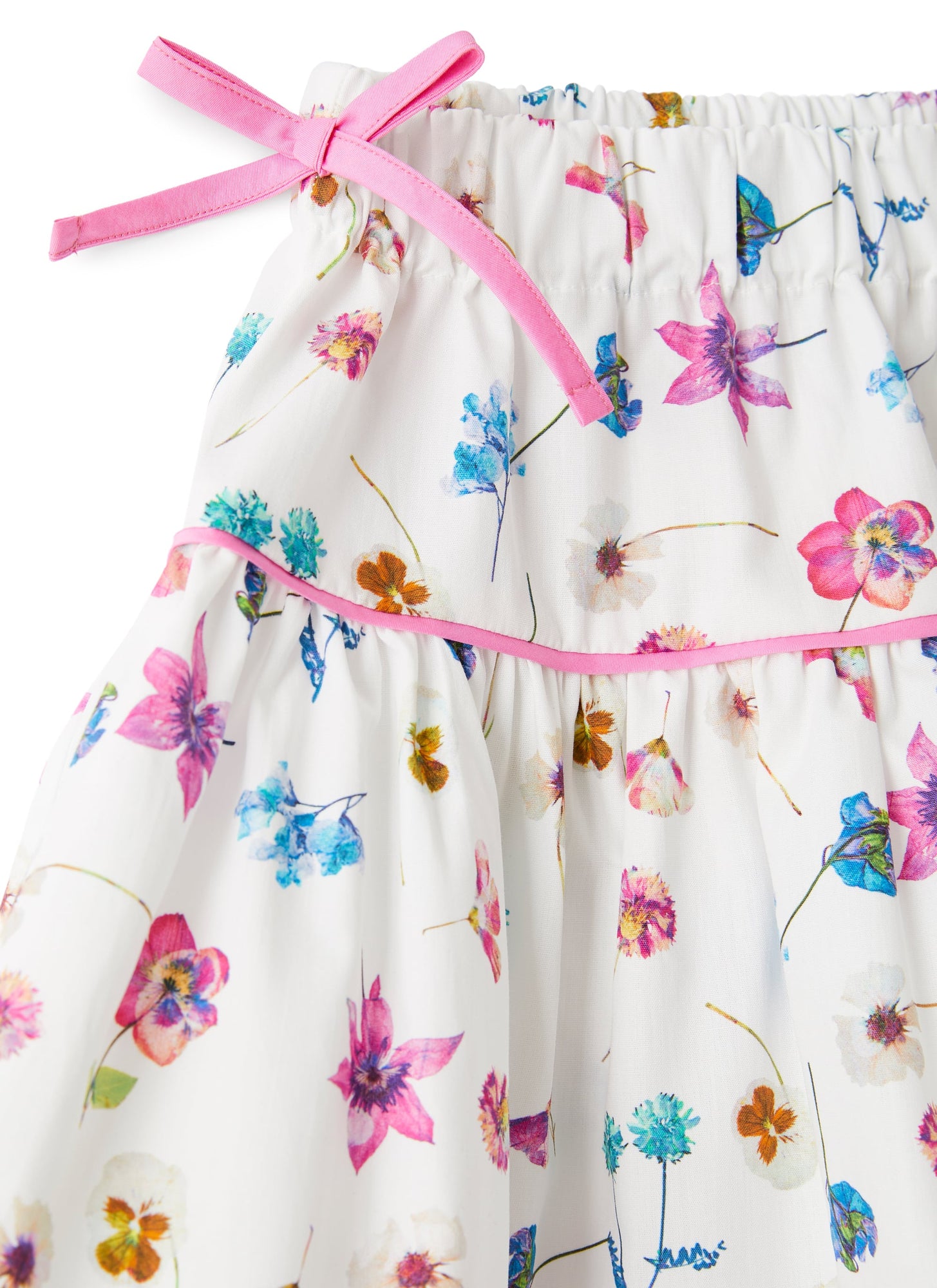 Cotton Skirt in An Exclusive Floral Print Design | White/Rosehip Pink