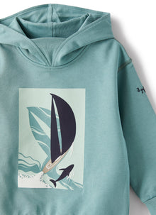 Hooded Sweatshirt with Sailboat Print | Salvia/Salvia