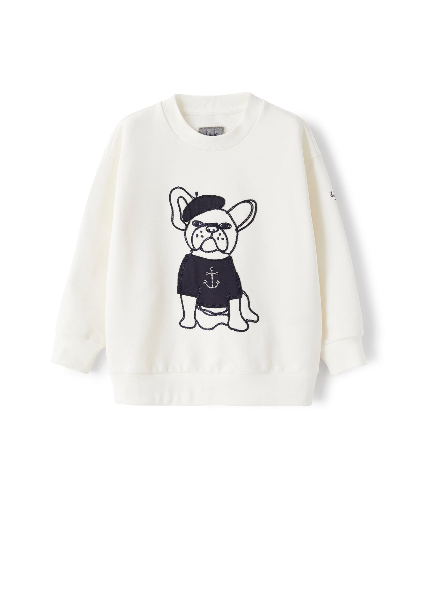 Sweatshirt with French Bulldog Embroidery | Milk/Blue