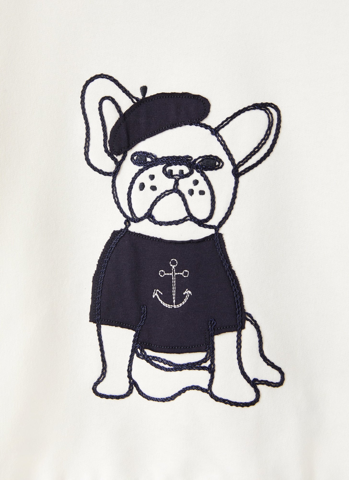 Sweatshirt with French Bulldog Embroidery | Milk/Blue