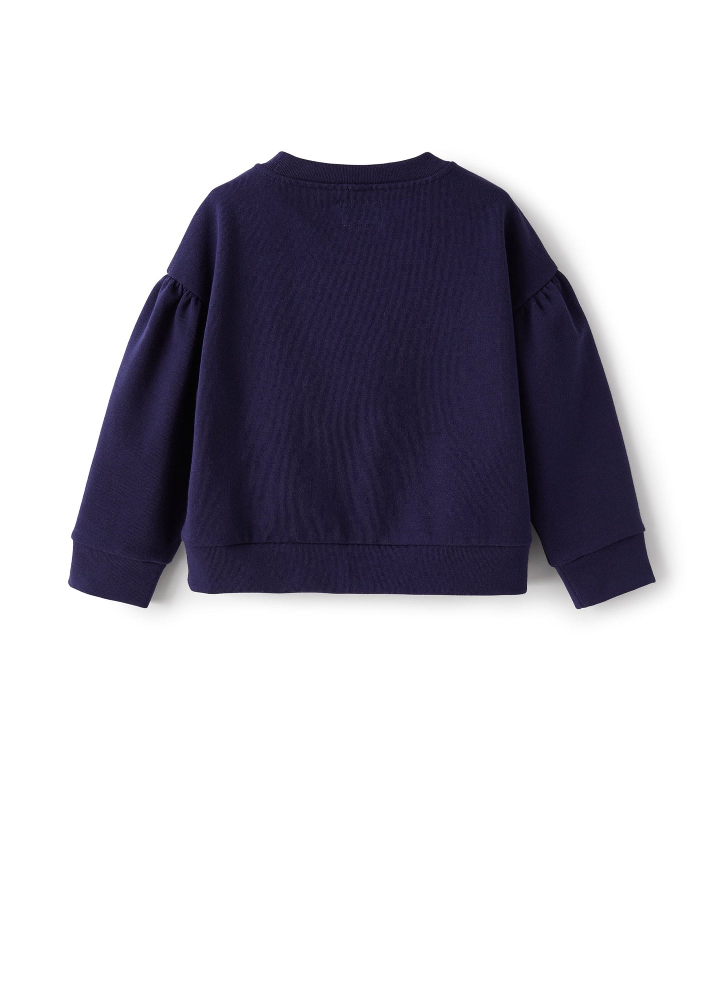 Round-Neck Sweatshirt with Flower Print | Blue Marine/Anemone Pink