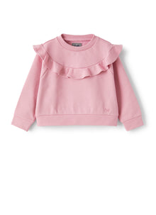 Sweatshirt in Cotton with Ruffle | Rose