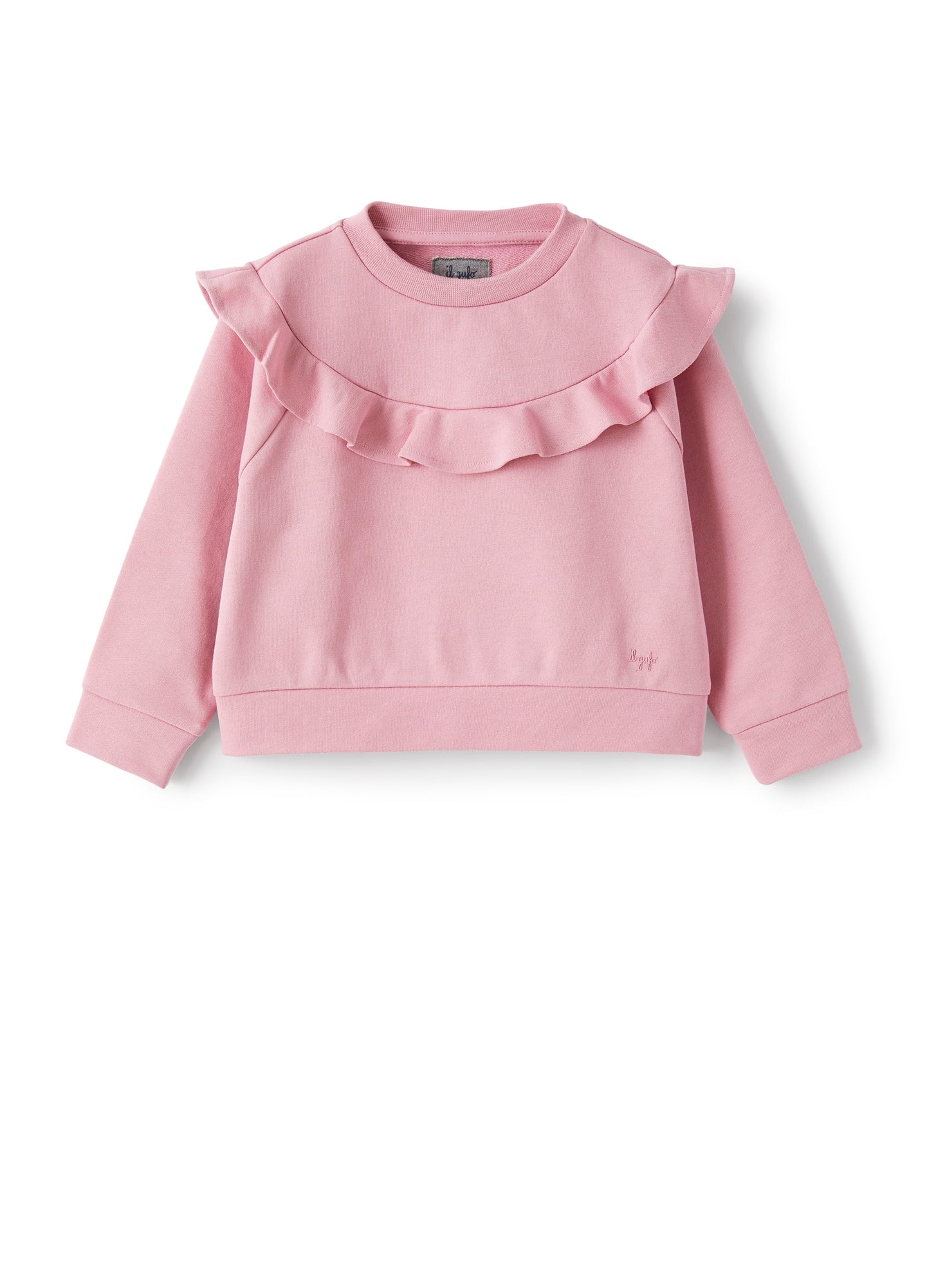 Sweatshirt in Cotton with Ruffle | Rose