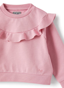 Sweatshirt in Cotton with Ruffle | Rose