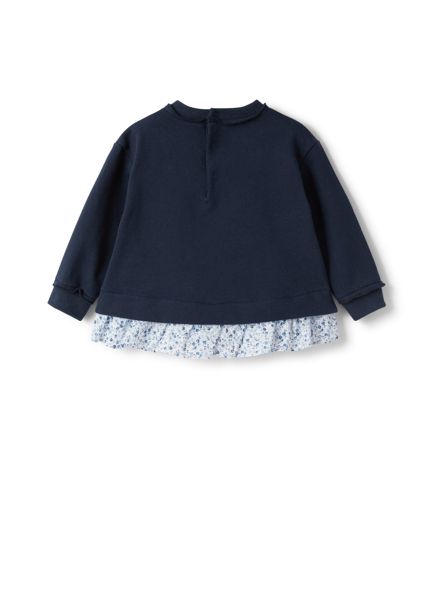 Baby Girls’ Sweatshirt with Flounce in Floral Voile | Blue/Light Blue