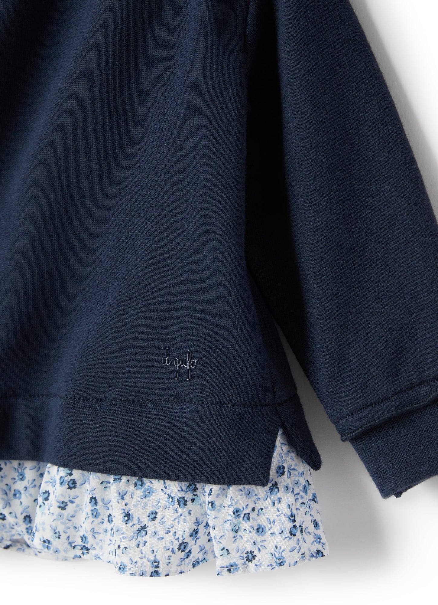 Baby Girls’ Sweatshirt with Flounce in Floral Voile | Blue/Light Blue