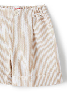 Bermuda Shorts in Seersucker | Dark Beige