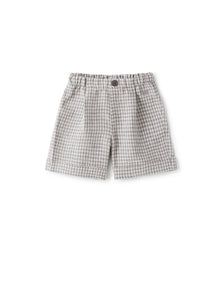 Bermuda Shorts in Chequered Linen | Stone Grey Check