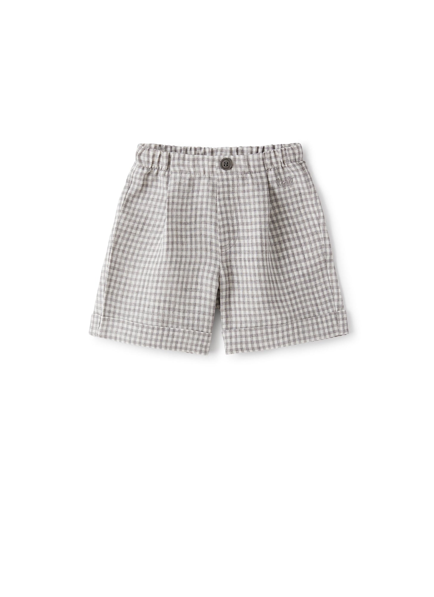 Bermuda Shorts in Chequered Linen | Stone Grey Check