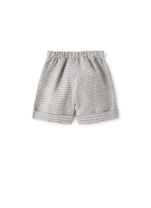 Bermuda Shorts in Chequered Linen | Stone Grey Check