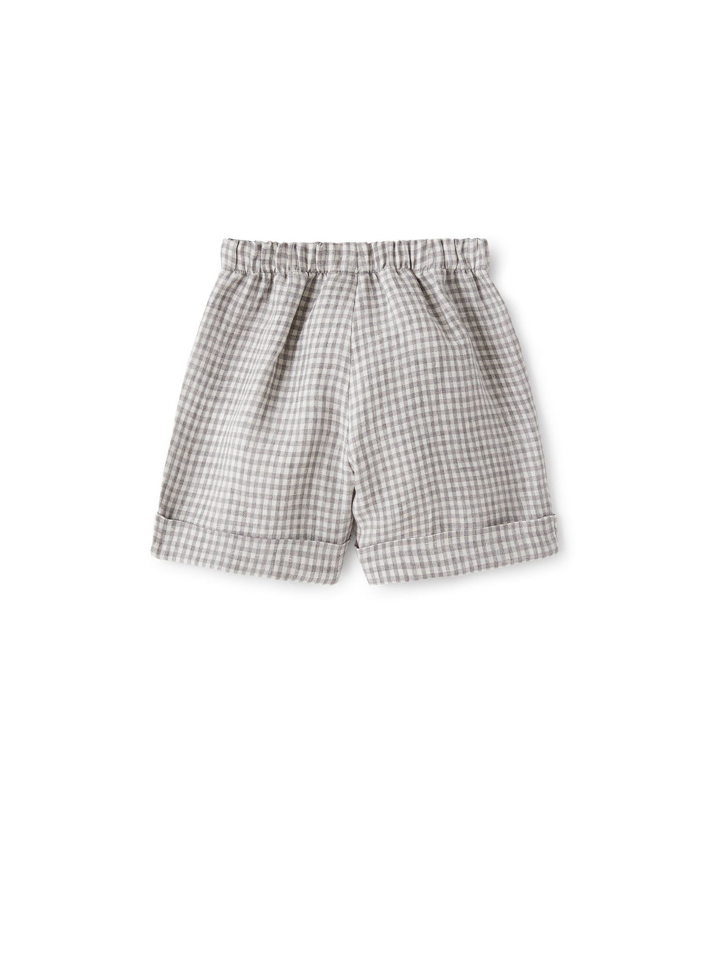 Bermuda Shorts in Chequered Linen | Stone Grey Check