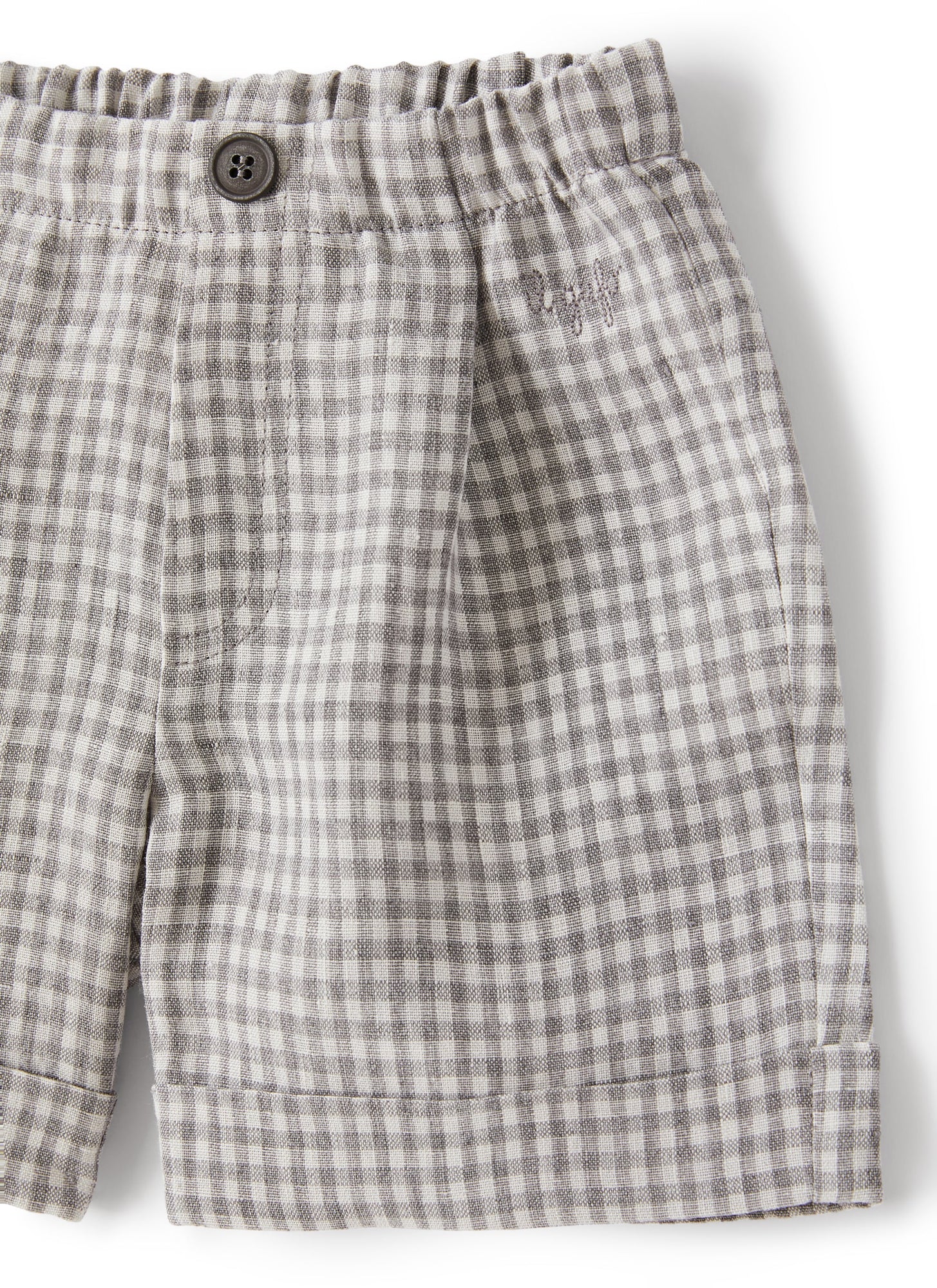 Bermuda Shorts in Chequered Linen | Stone Grey Check