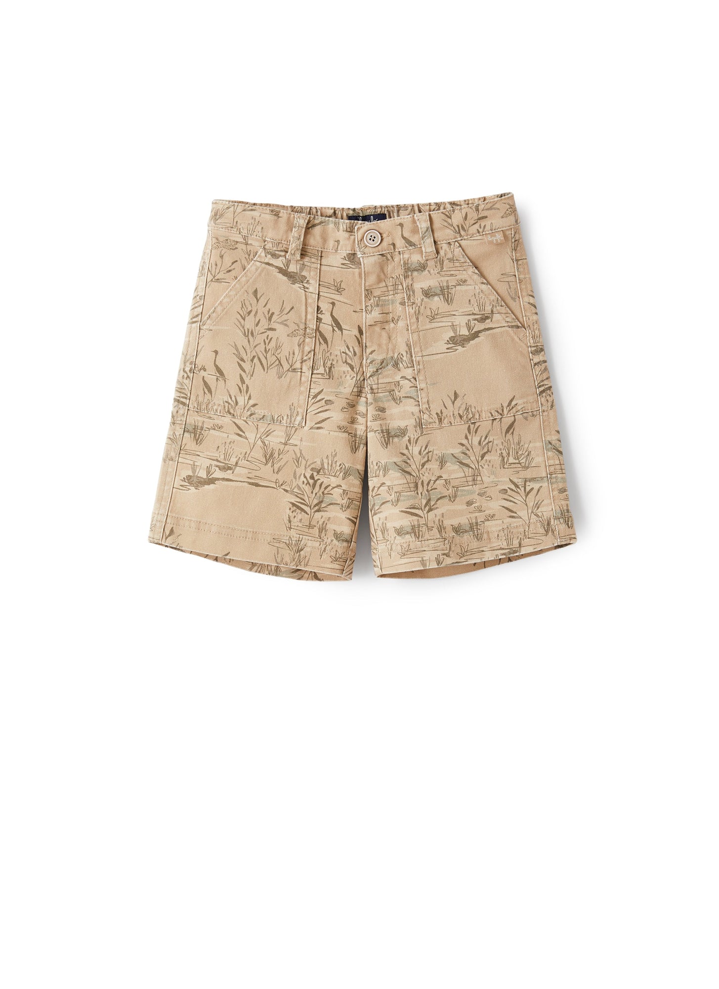Bermuda Shorts in Marsh-Print Canvas | Dark Beige