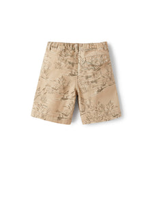 Bermuda Shorts in Marsh-Print Canvas | Dark Beige