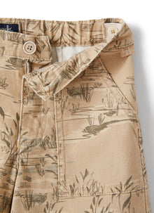 Bermuda Shorts in Marsh-Print Canvas | Dark Beige