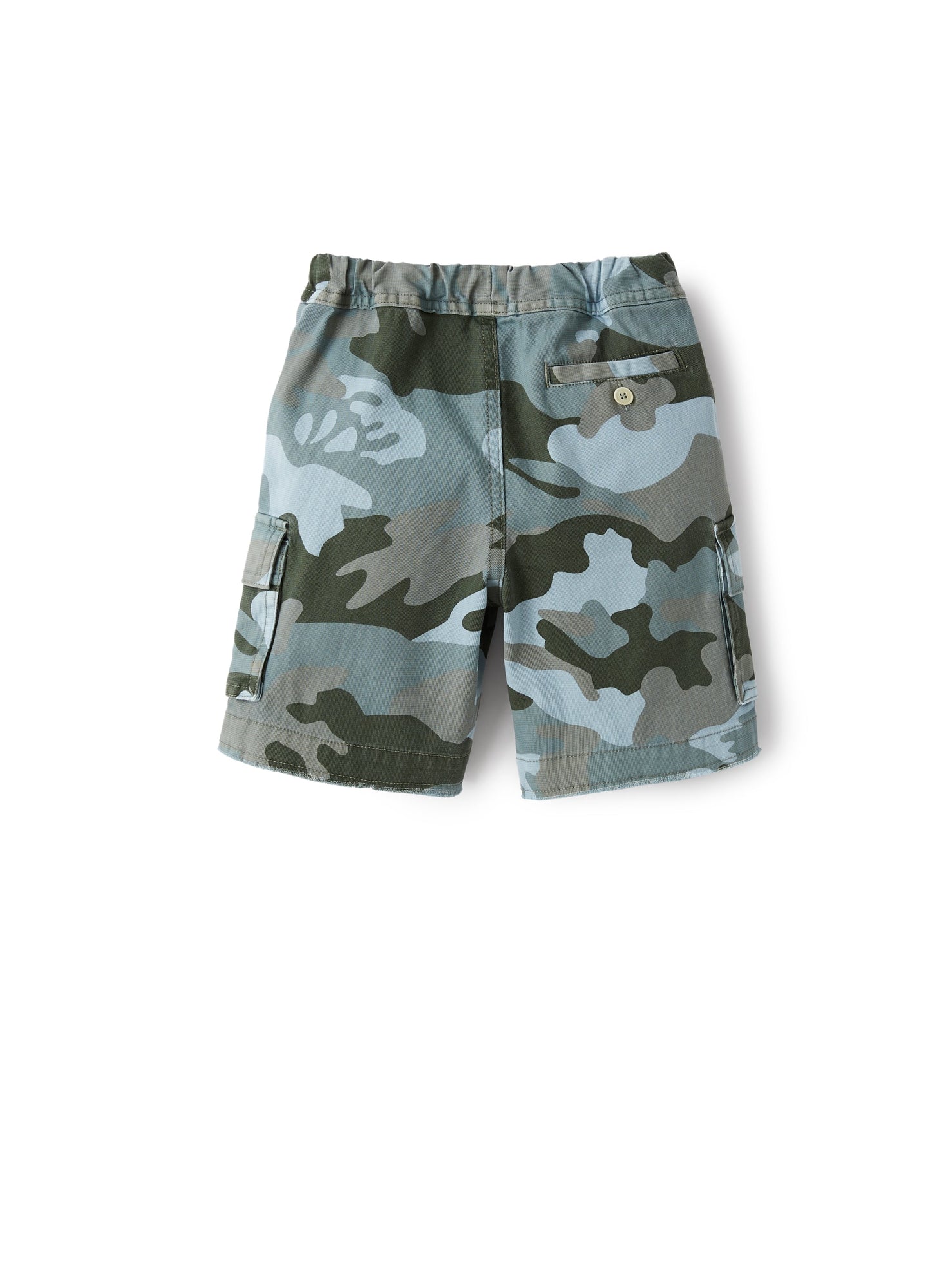 Cargo-Style Bermuda Shorts in Camouflage Canvas | Powder Blue