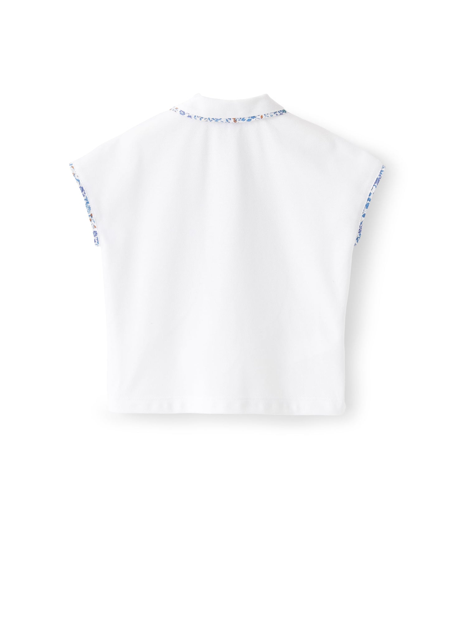 Polo Shirt with Liberty Fabrics Trim | White/Airforce Blue