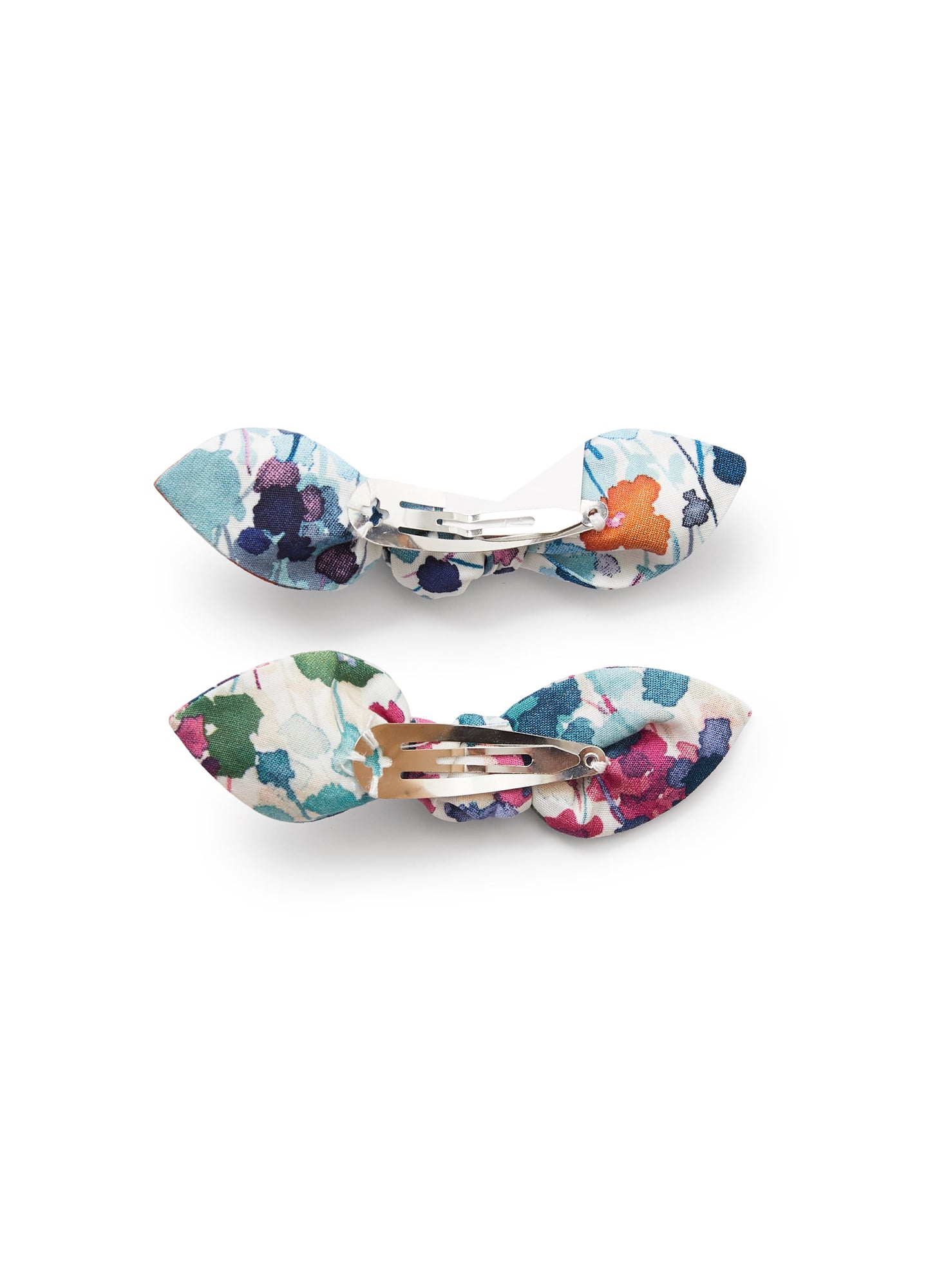 Clips with Floral-Printed Bow | Ciclamino/Acqua