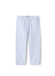 Trousers in Striped Seersucker | Light Blue
