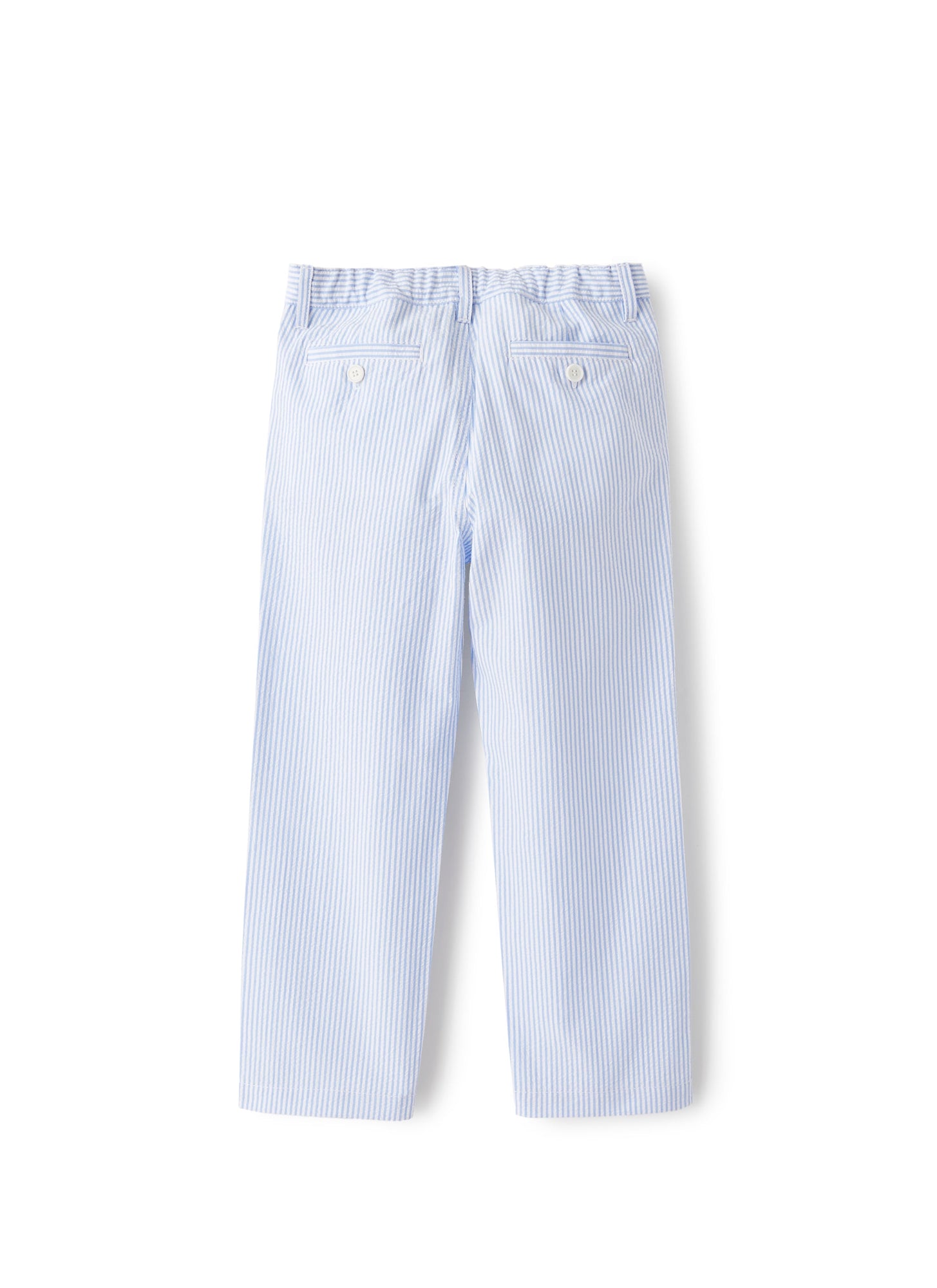 Trousers in Striped Seersucker | Light Blue
