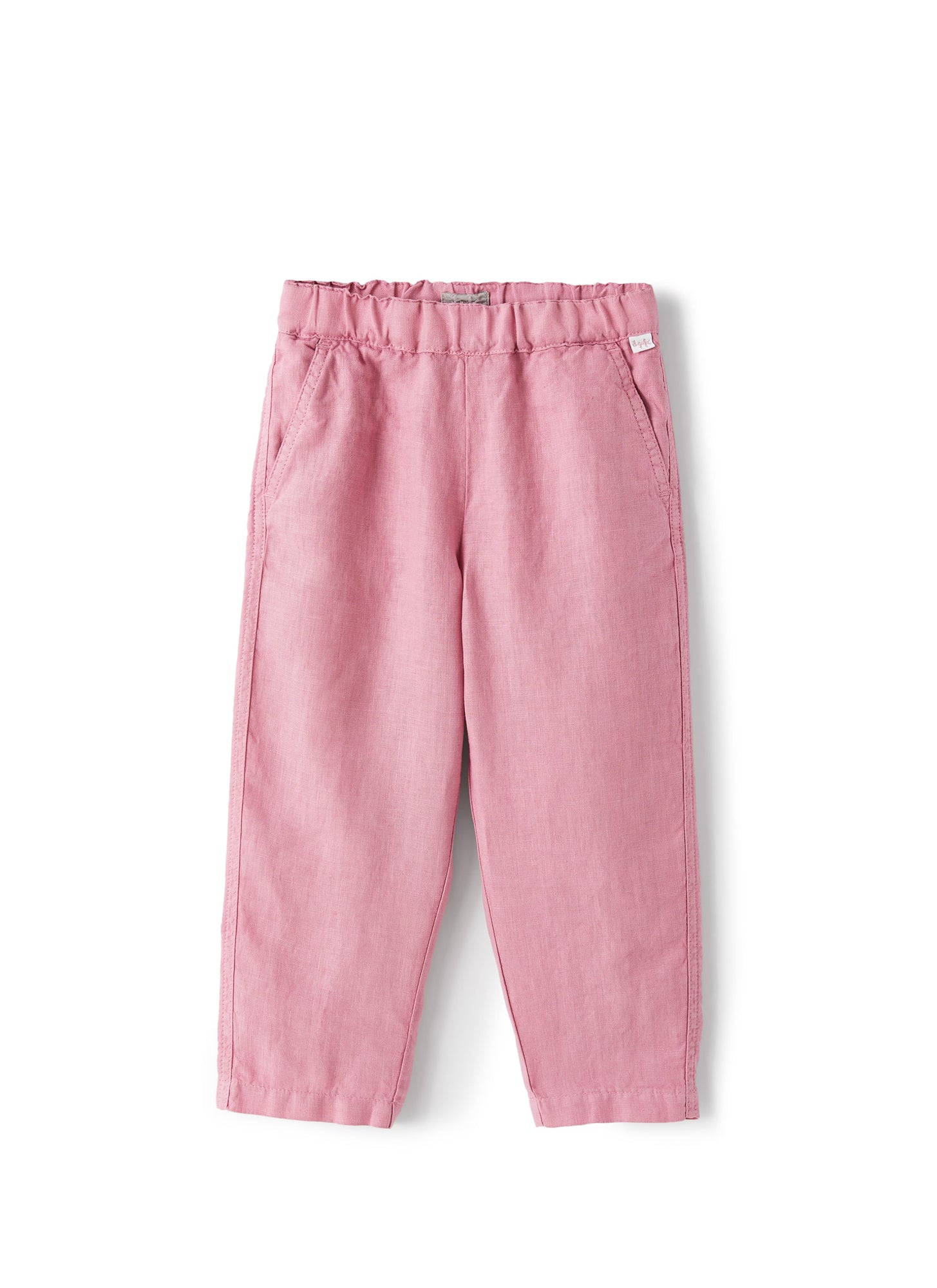 Long Drawstring Trousers in Linen | Rose