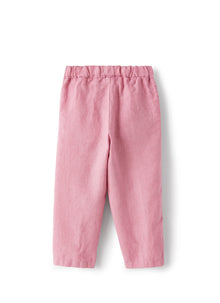 Long Drawstring Trousers in Linen | Rose