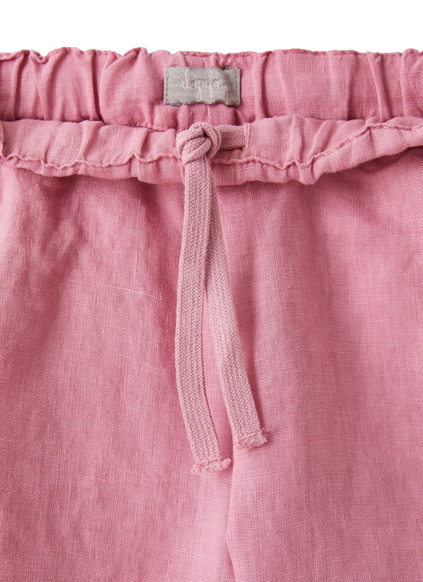 Long Drawstring Trousers in Linen | Rose