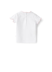 Jersey T-Shirt with Contrasting Trim | White/Strawberry Red