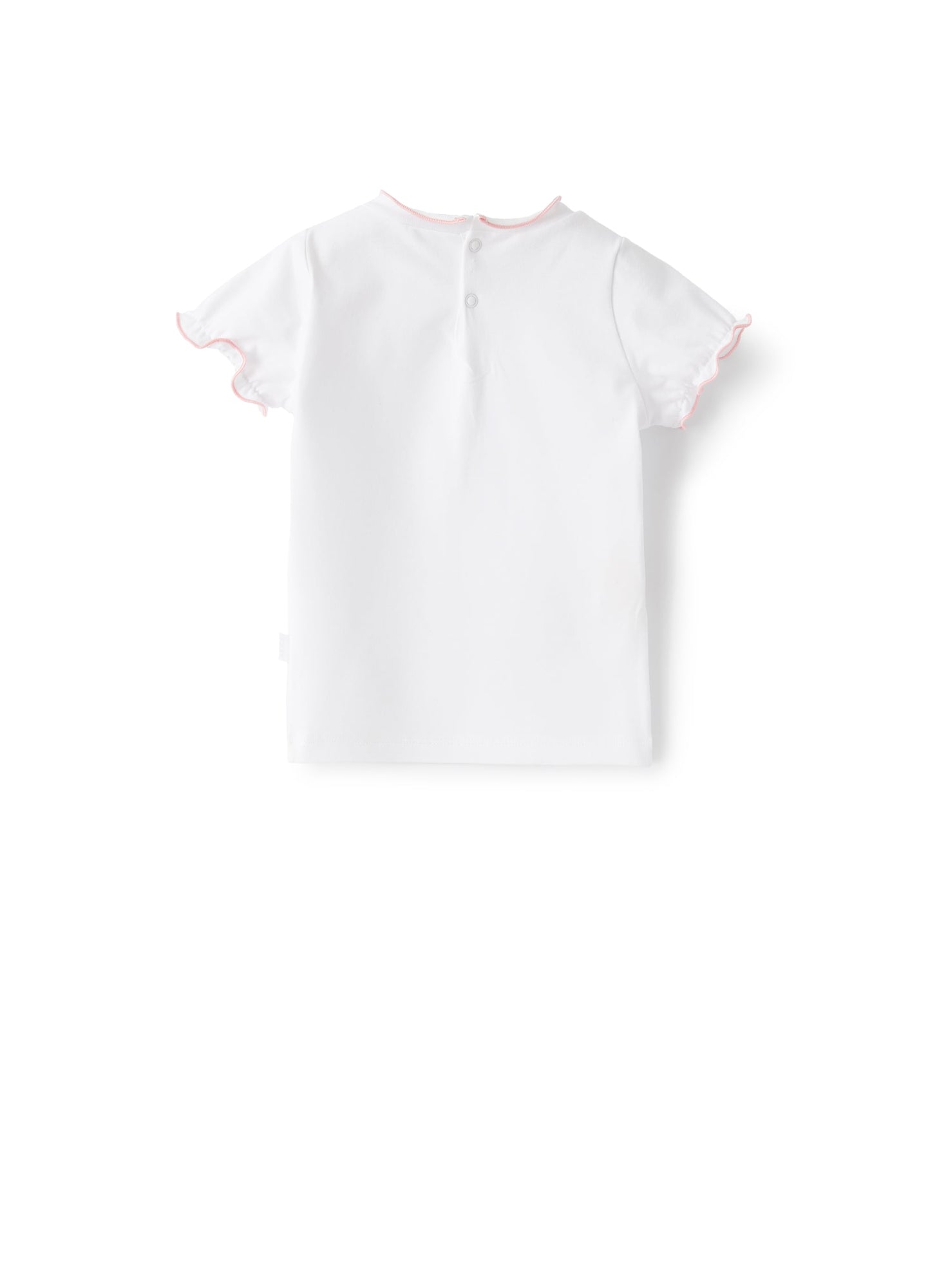 Jersey T-Shirt with Contrasting Trim | White/Strawberry Red