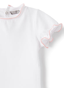 Jersey T-Shirt with Contrasting Trim | White/Strawberry Red