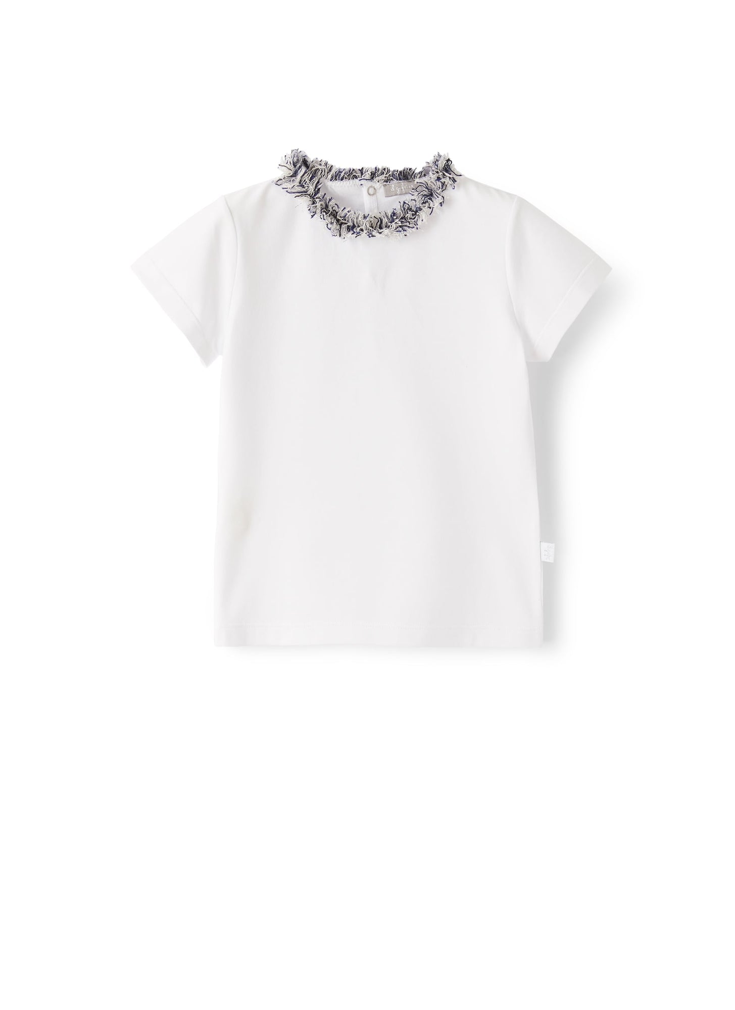 T-Shirt with Frayed Detailing | White/Indaco