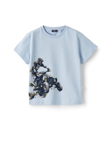 Jersey T-Shirt in Light with Quad Bike Print | Powder Blue/Green