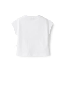 T-Shirt with Print of Little Girl | White/Salvia