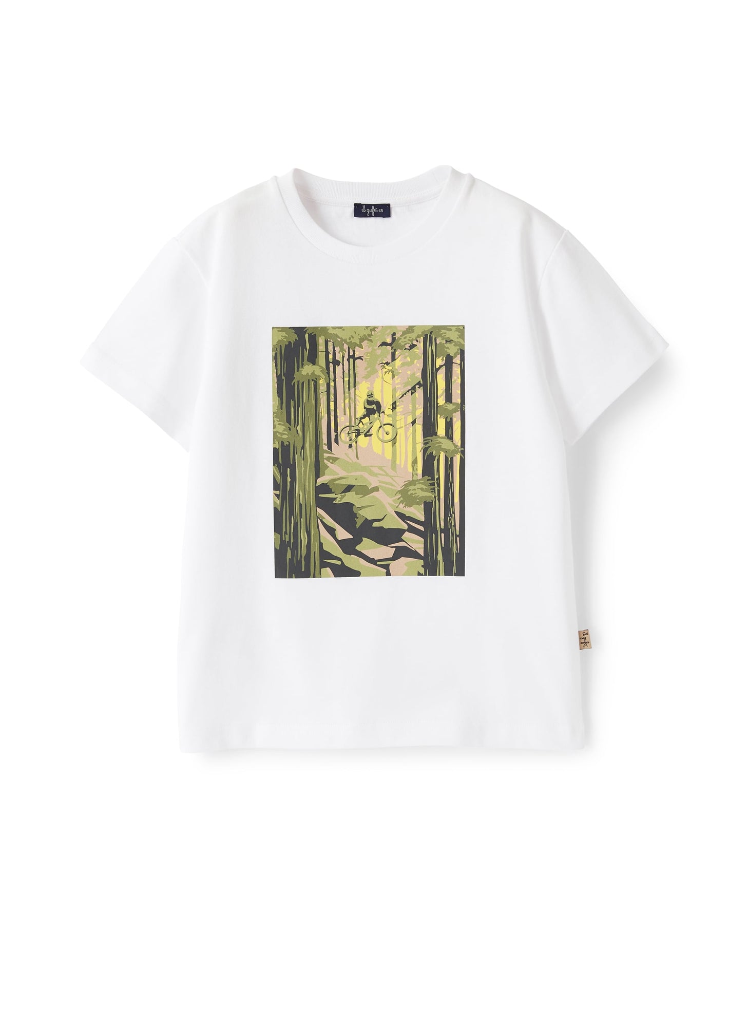 Jersey T-Shirt with Biker Print | White/Green