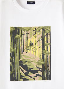 Jersey T-Shirt with Biker Print | White/Green